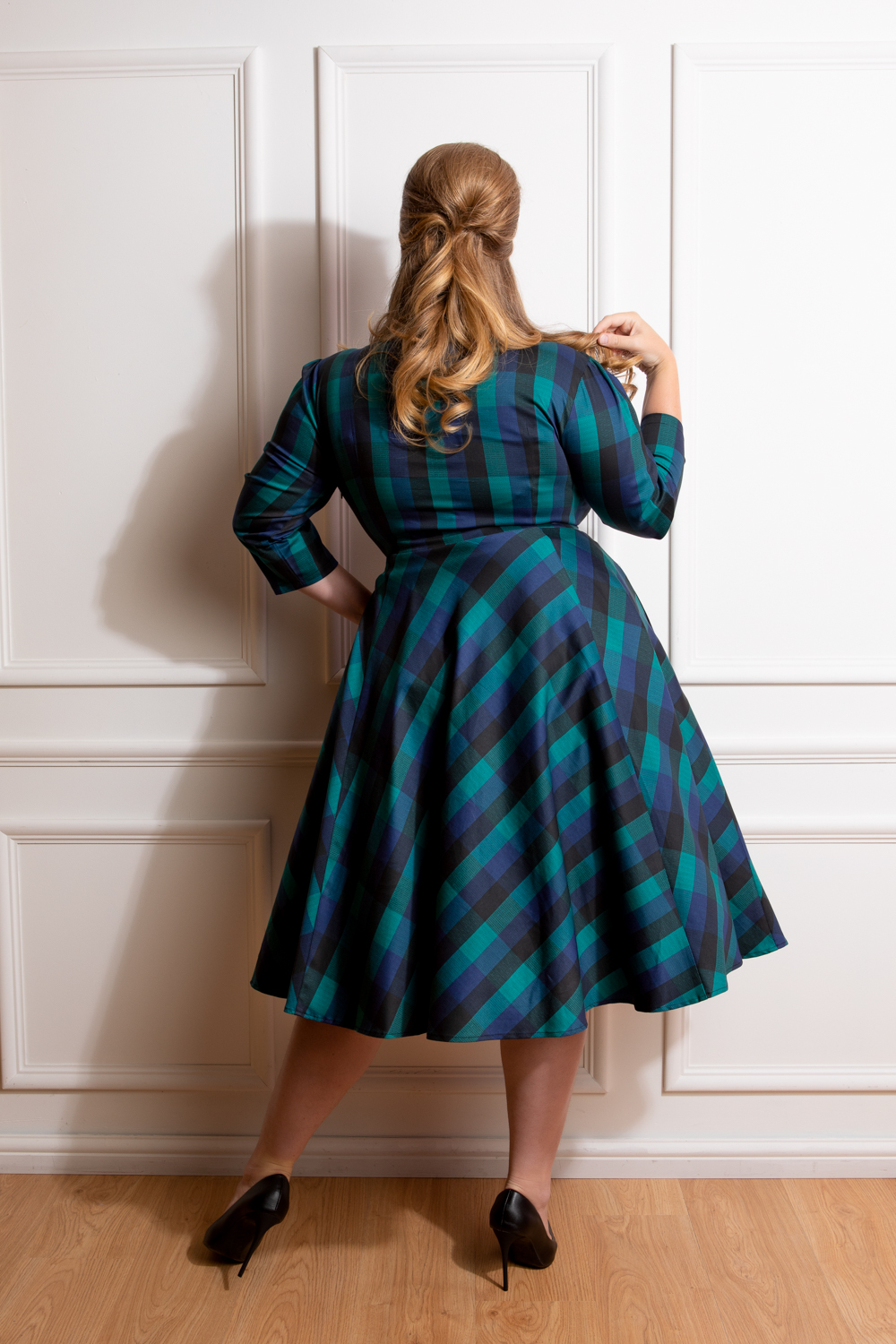 Louisa Check Swing Dress in Plus Size